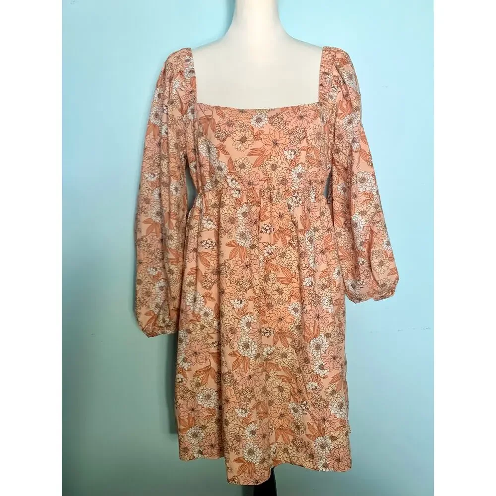 J. Crew Squareneck Cotton Poplin Dress in Zinnia Floral Size Large